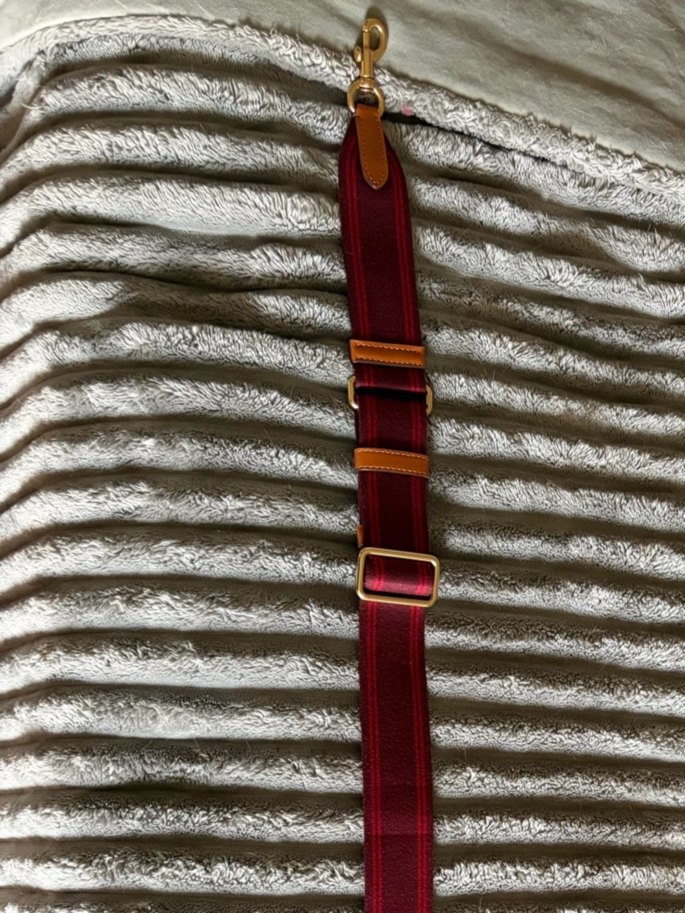 Coach Red/Burgundy Leather Strap with Gold-Tone Hardware